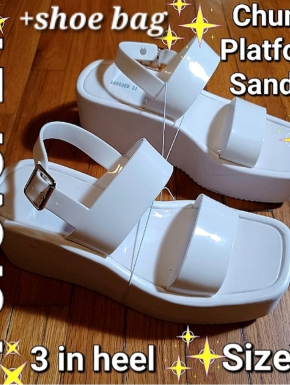 -💖Forever 21 White Chunky Platform Sandals - Picture 10 of 10